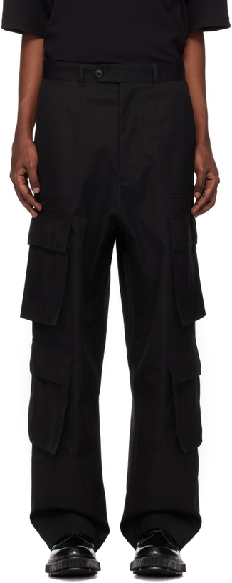 Photo: Lownn Black Twill Wide Leg Cargo Pants
