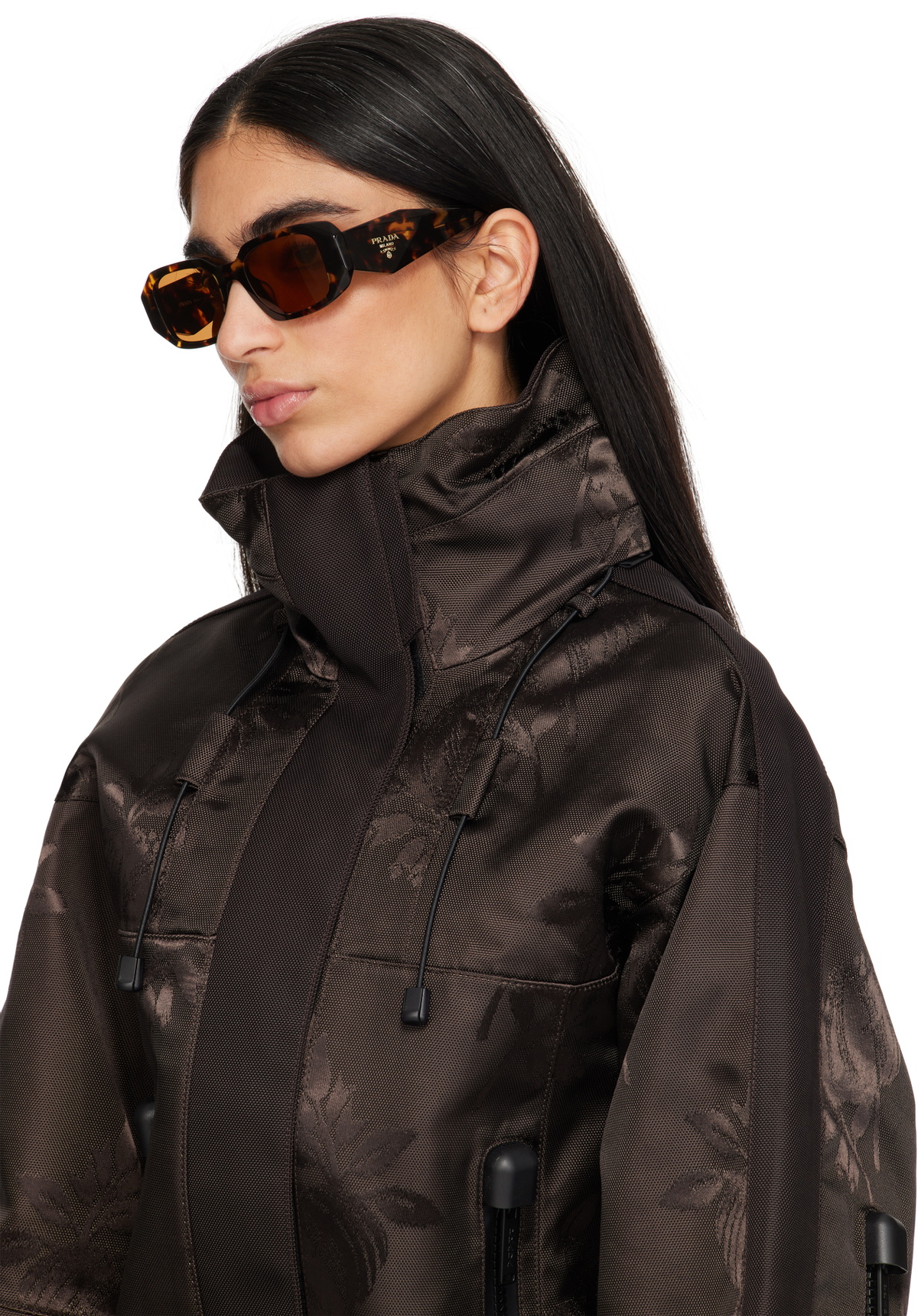 Prada Eyewear Brown Rounded Rectangle Acetate Sunglasses Prada display picture 1
