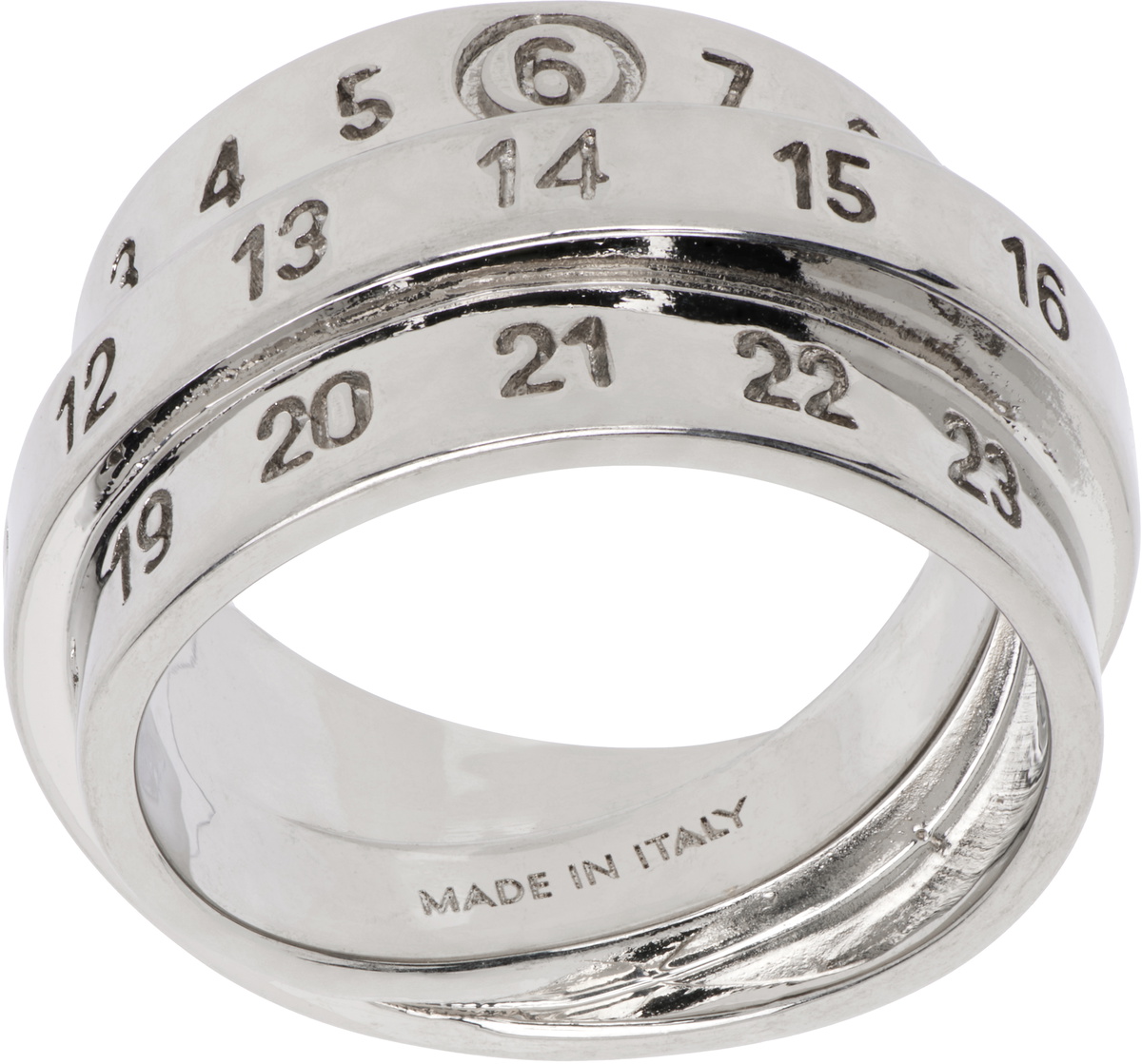 【MM6 MAISON MARGIELA】Triple Logo Numeric Signature Ring MM6 Maison Margiela: Triple Logo Numeric Signature Ring | SSENSE