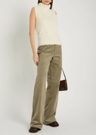 Paige Leenah Wide-leg Corduroy Trousers Olive