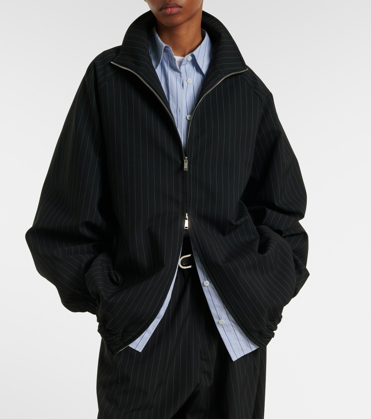 The Frankie Shop Baxter oversized pinstripe blouson jacket