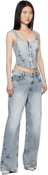 Ksubi Blue Gigi Bustier Klassic Kraftwerk Denim Tank Top