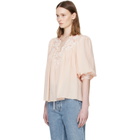 Chloé Pink Fluid Puff-Sleeve Blouse