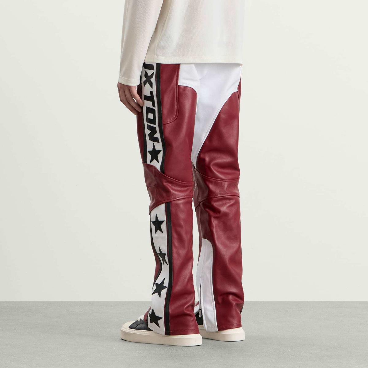 END. x Cole Buxton Men's Leather Trials Pants in Red/White