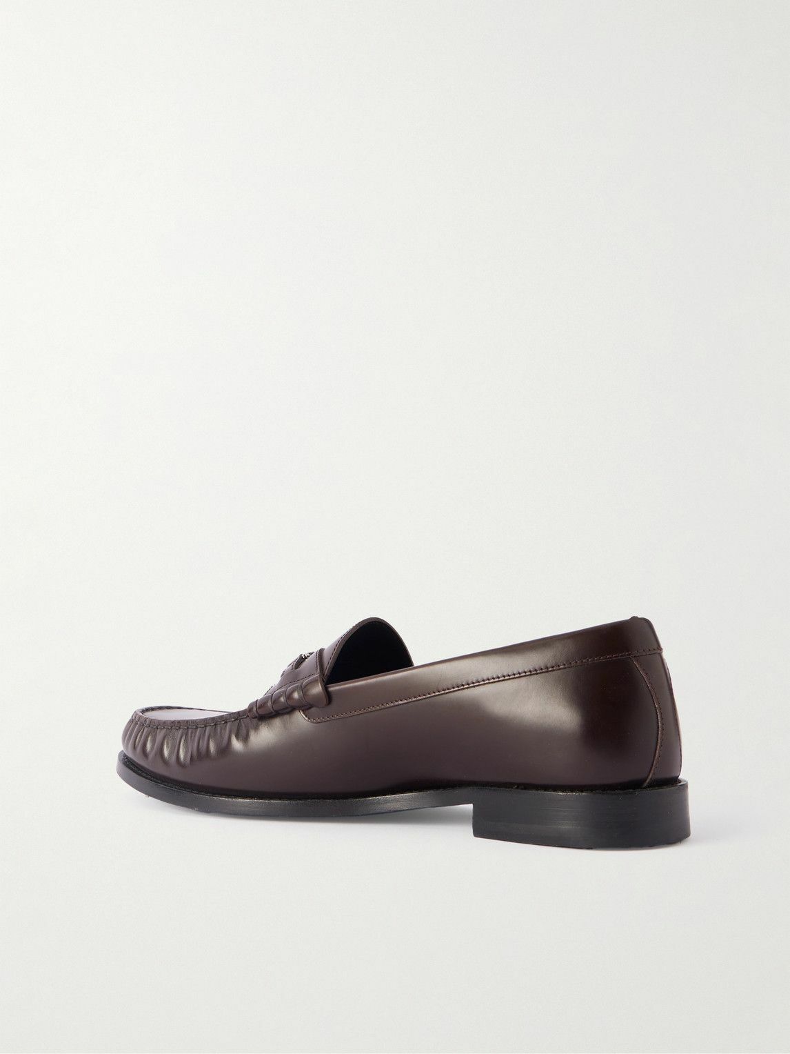 CELINE - Logo-Embellished Polished-Leather Penny Loafers - Brown