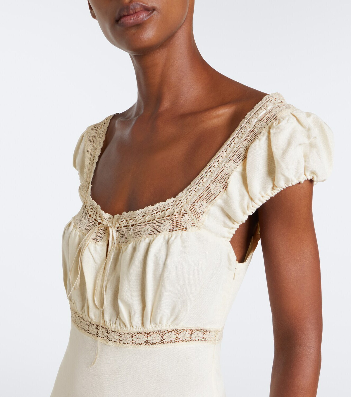 Rixo Maeva lace-trimmed linen-blend maxi dress