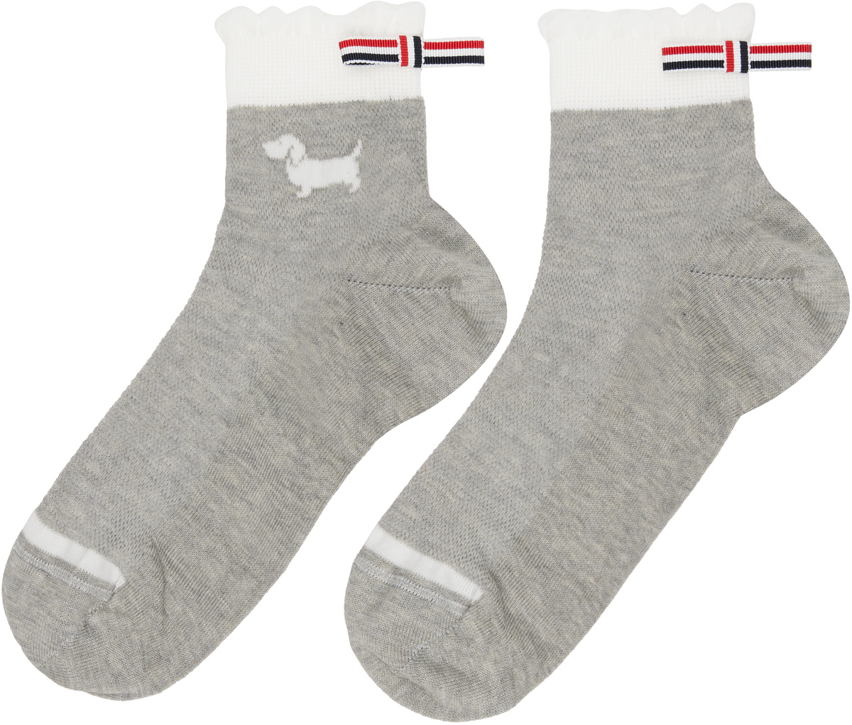 Thom Browne Gray Pointelle Stitch Hector Crew Socks