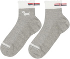 Thom Browne Gray Pointelle Stitch Hector Crew Socks