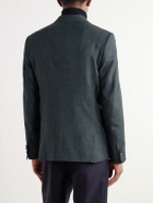 Mr P. - Double-Breasted Woven Wool, Silk and Linen-Blend Blazer - Green