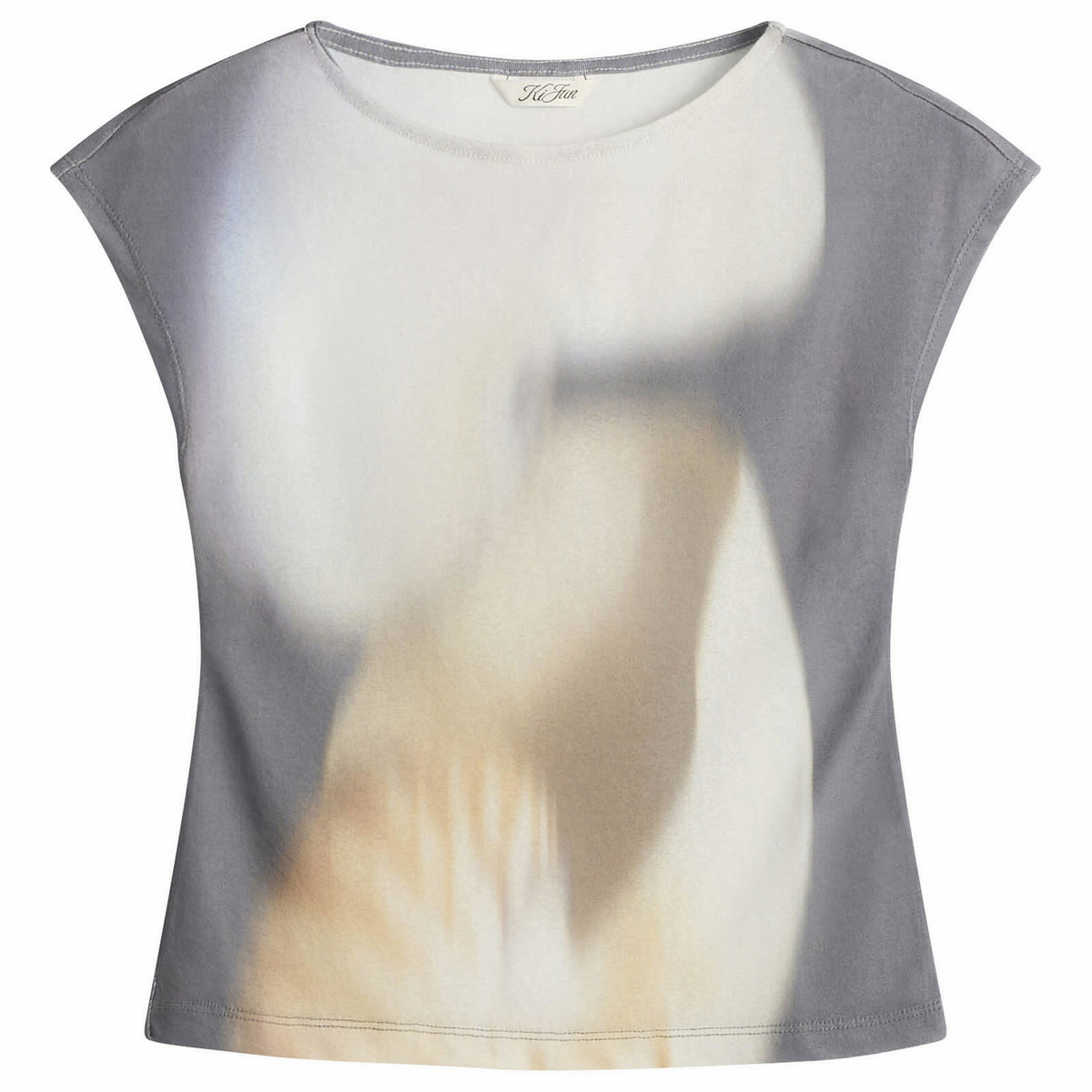 Kijun Women's Print Cap Sleeve Top in Charcoal