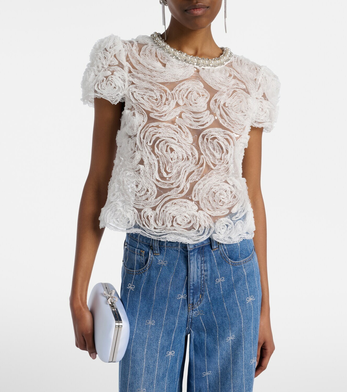 Self-Portrait Tulle lace top