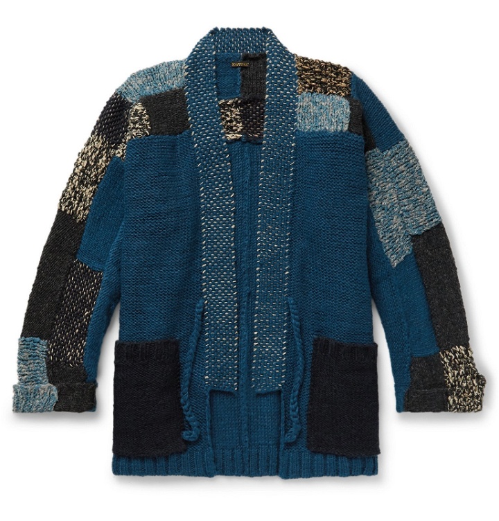 Photo: KAPITAL - Patchwork Wool, Hemp and Linen-Blend Cardigan - Blue