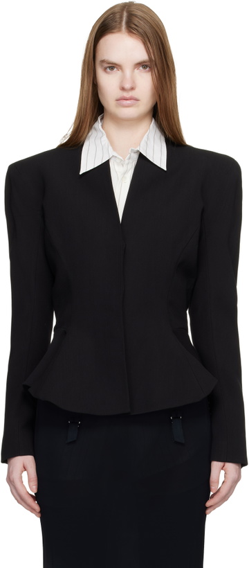 Photo: Mugler Black Flared Wool Jacket