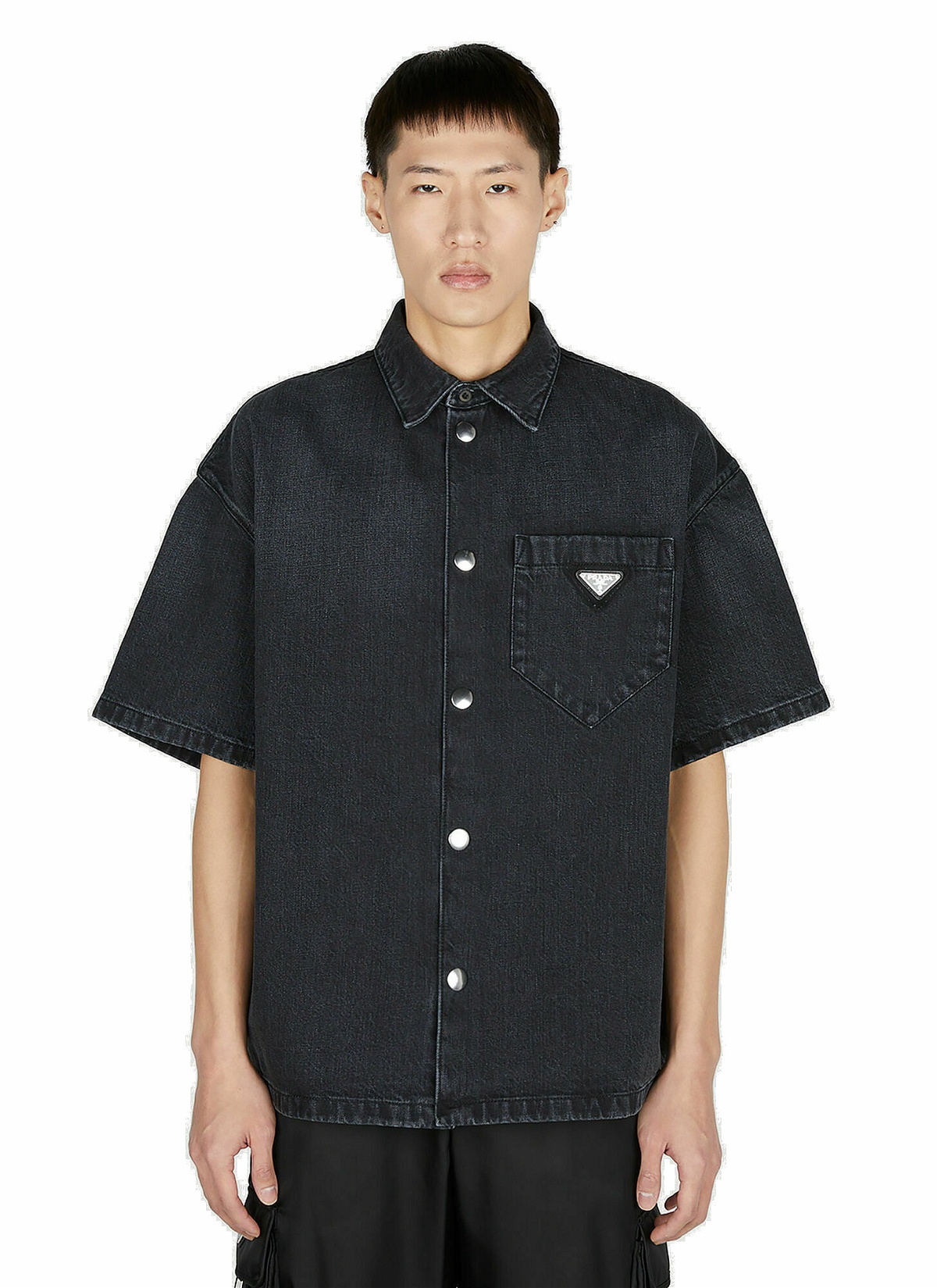 Photo: Prada - Denim Short Sleeve Shirt in Black
