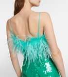 Giuseppe di Morabito Feather-trimmed sequined midi dress
