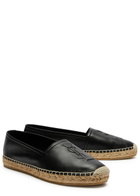 Saint Laurent Logo-embossed Leather Espadrilles Black