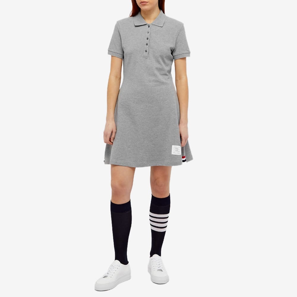 ★THOM BROWNE★ Pique Lip Gusset Tennis Dress Light Grey FJD Thom Browne Women's Flared Tennis RWB Stripe Pique Mini