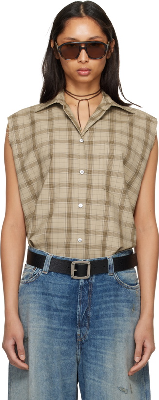 Photo: Acne Studios Beige Check Button-Up Vest