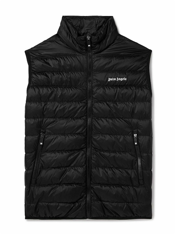 Photo: Palm Angels - Logo-Embroidered Quilted Shell Down Gilet - Black