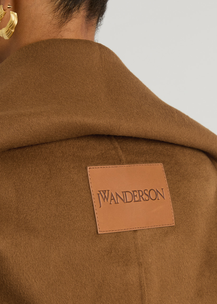 JW Anderson Belted Wool Wrap Coat Brown