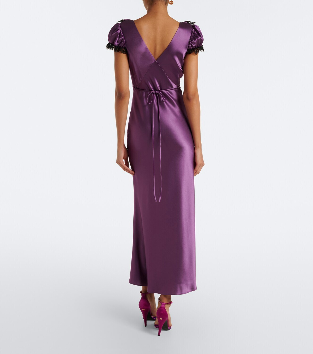 Rodarte Lace-trimmed satin maxi dress