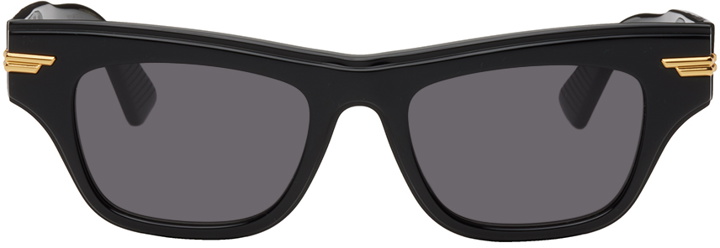Photo: Bottega Veneta Black Mitre Cat-Eye Sunglasses