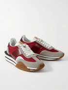 TOM FORD - James Rubber-Trimmed Leather, Suede and Nylon Sneakers - Red