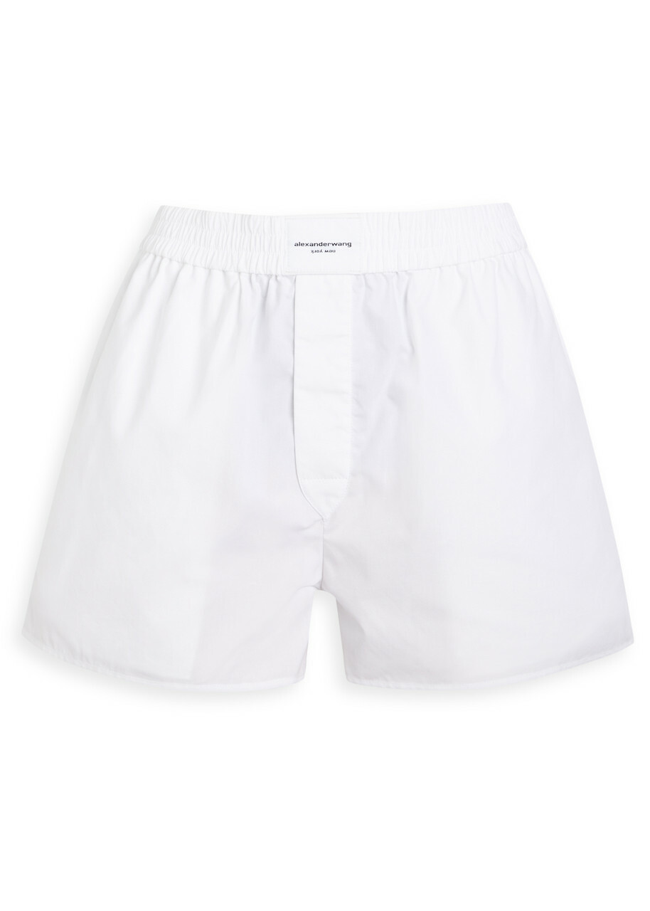 Alexanderwang.t Classic Boxer Cotton-poplin Shorts White