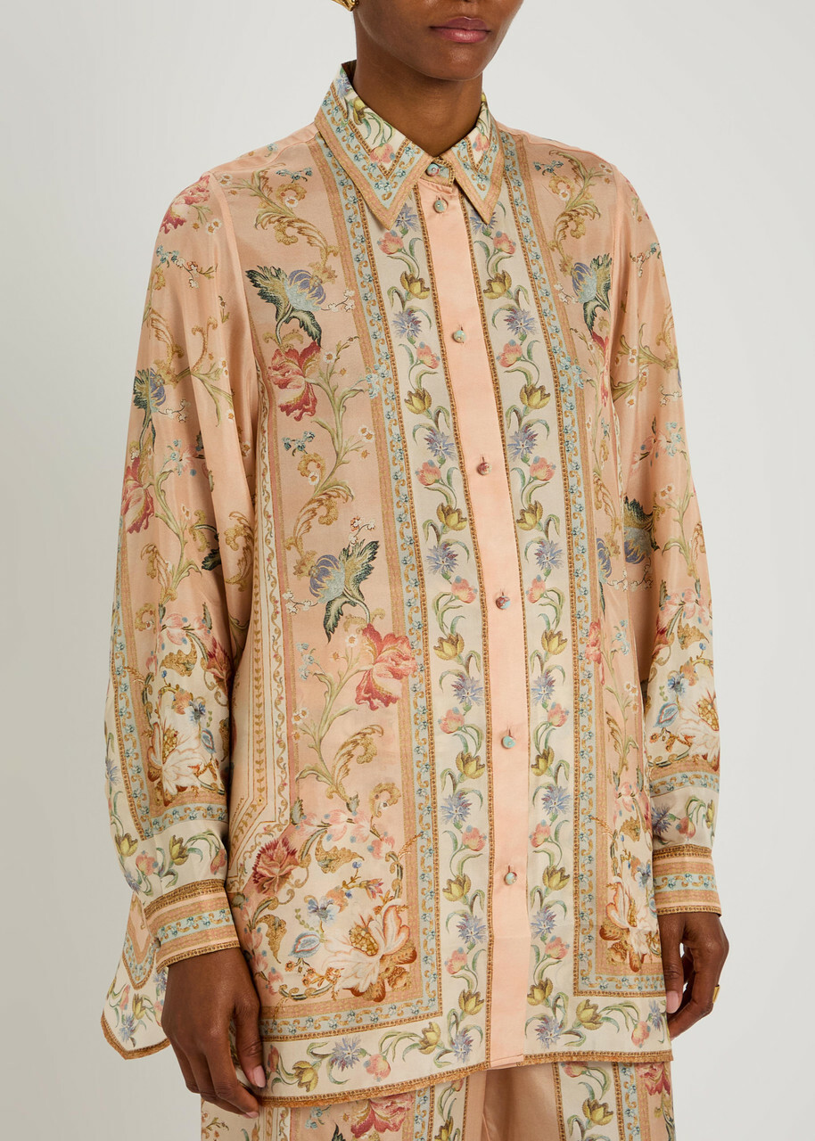 Zimmermann Roselight Printed Silk Shirt Pink