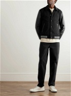 Theory - Striped Wool-Blend and Leather Varsity Jacket - Black