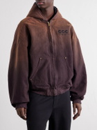 Willy Chavarria - Juggernaut Logo-Embroidered Ombré Cotton-Canvas Bomber Jacket - Brown