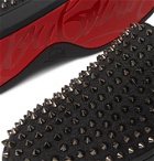 Christian Louboutin - Roller-Boat Studded Glittered Leather Slip-On Sneakers - Black