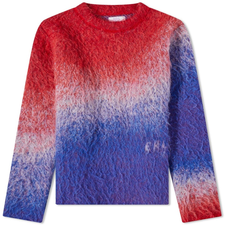 Photo: ERL Mohair Crew Knit in Blue Red White