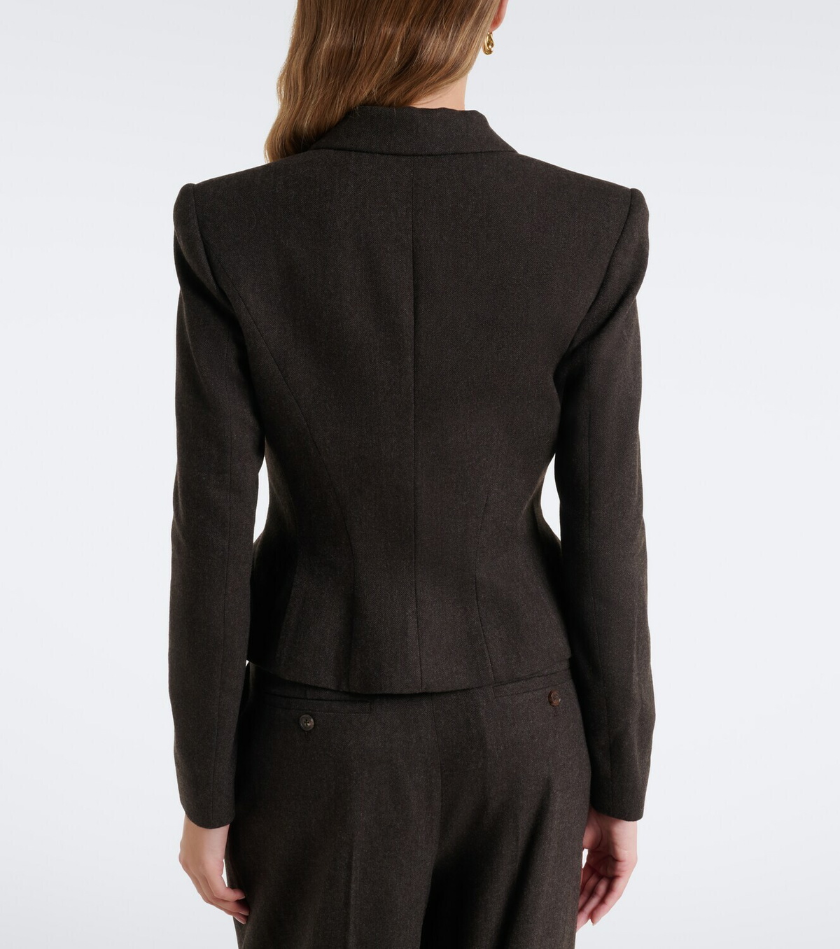 Ralph Lauren Collection Herringbone peplum virgin wool blazer