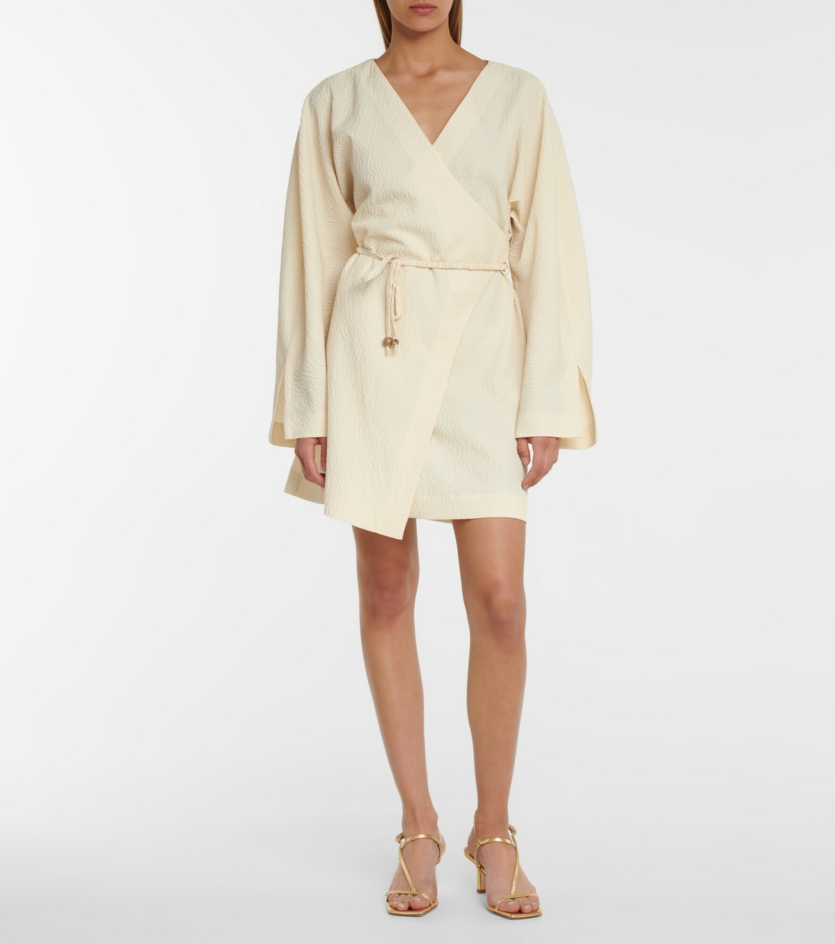 Nanushka - Beech belted seersucker minidress