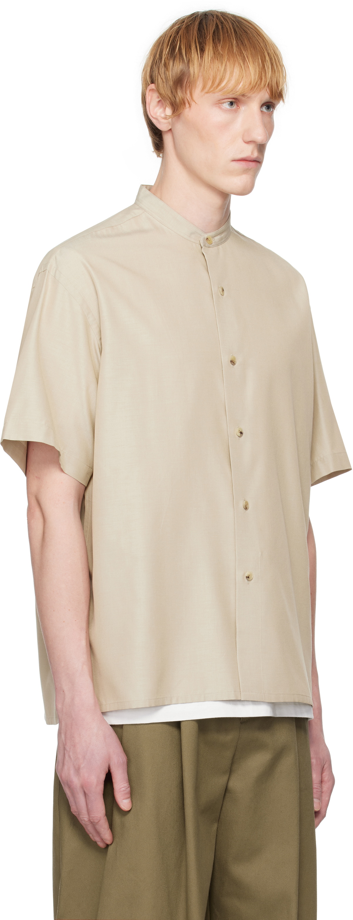 YLÈVE Beige Silk Chambray Shirt