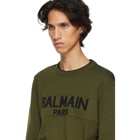 Balmain Green Wool Logo Sweater