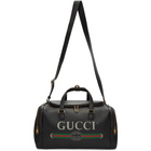 Gucci Black Logo Print Duffle Bag