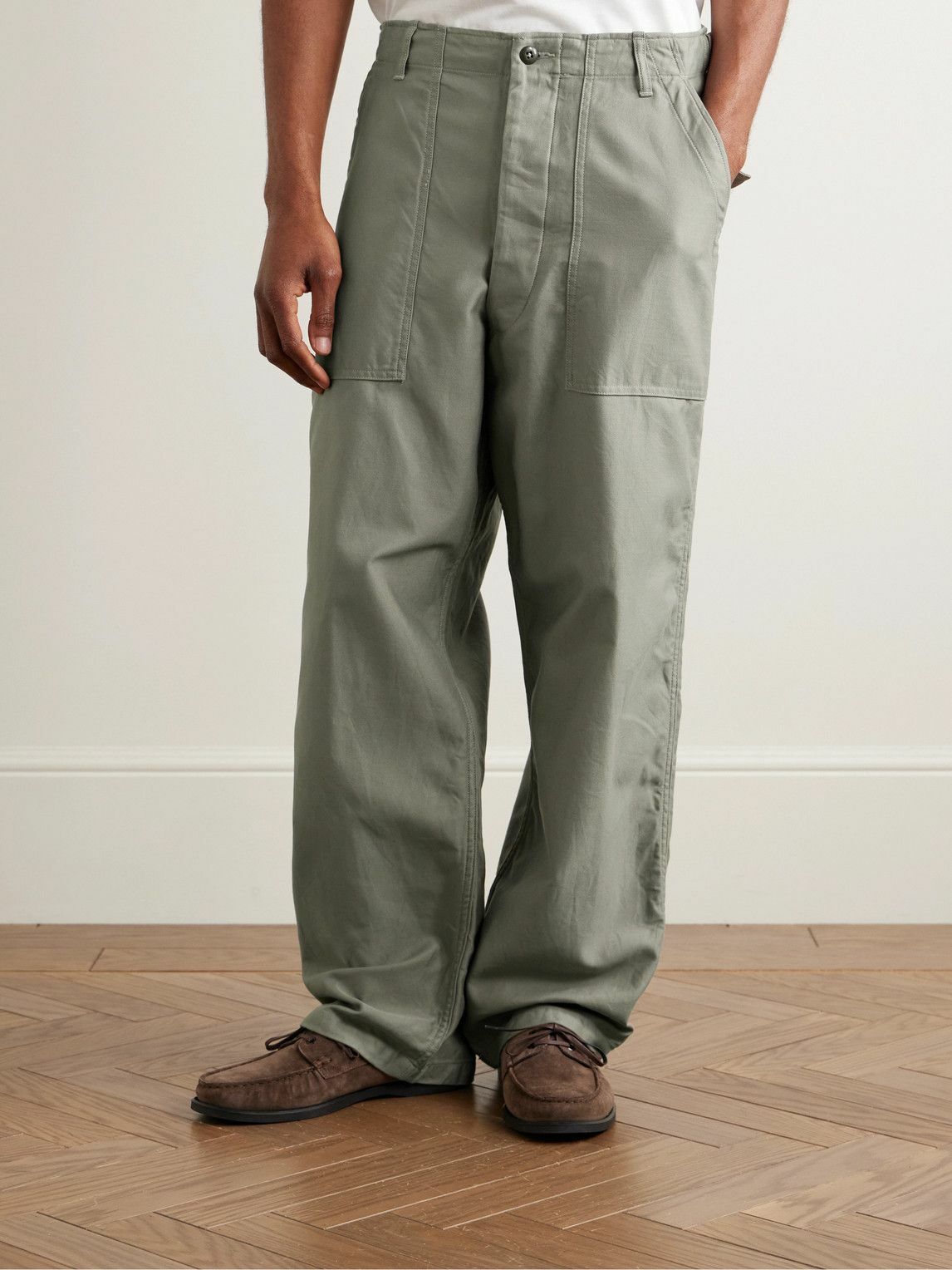 Kaptain Sunshine - Baker Straight-Leg Cotton Trousers - Green