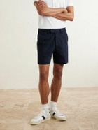 TOM FORD - Straight-Leg Brushed Cotton-Drill Shorts - Blue