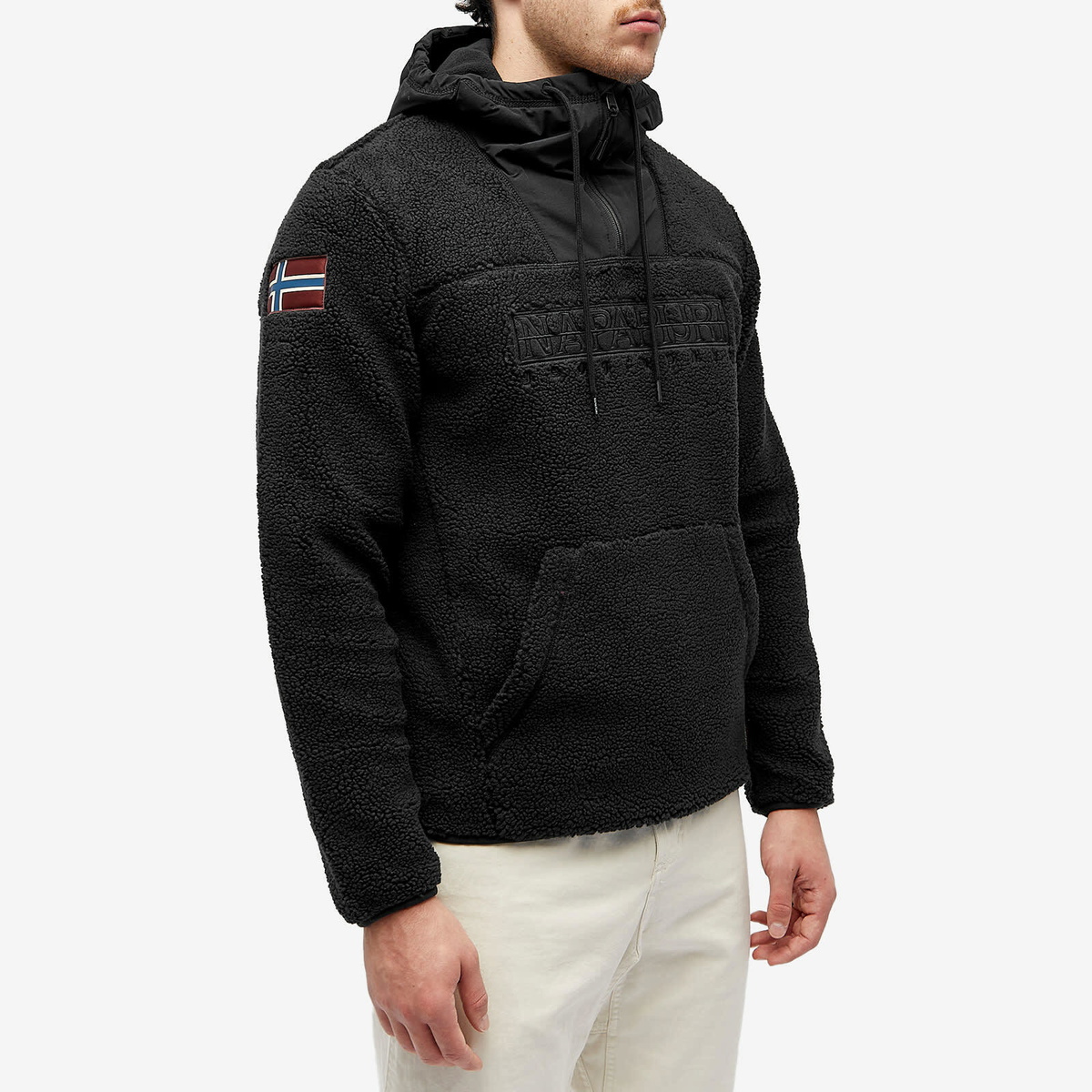 Napapijri Men s Teide Curly Fleece Half Zip Jacket in Black Napapijri