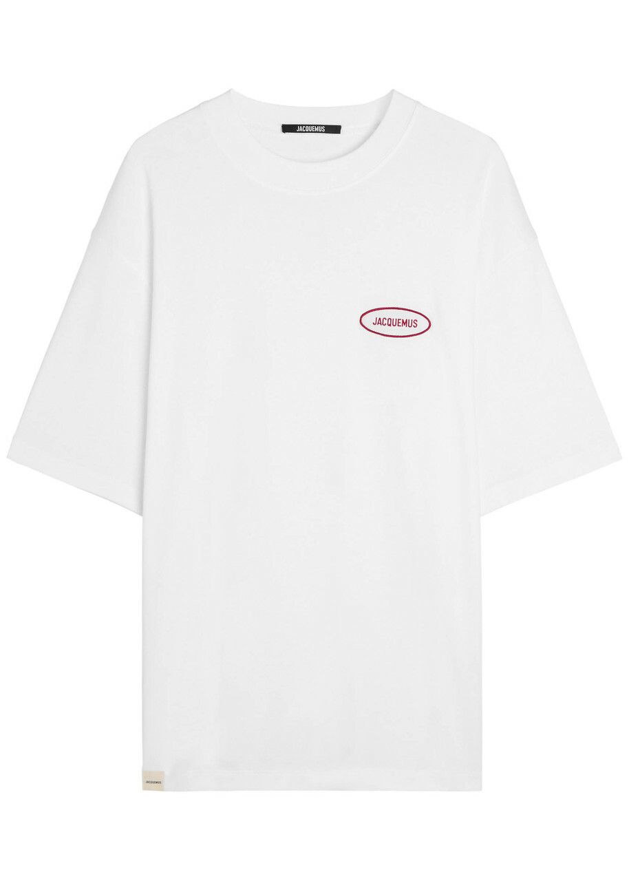 JACQUEMUS ホワイト 半袖Tシャツ Jacquemus - Logo-Print Embroidered Cotton-Jersey T-Shirt