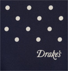 Drake's - Polka-Dot Silk Pocket Square - Blue