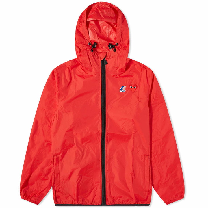 Photo: Comme des Garçons Play x K-Way Full Zip Packable Jacket in Red