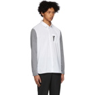 Neil Barrett Grey and White Bicolor Thunderbolt Shirt