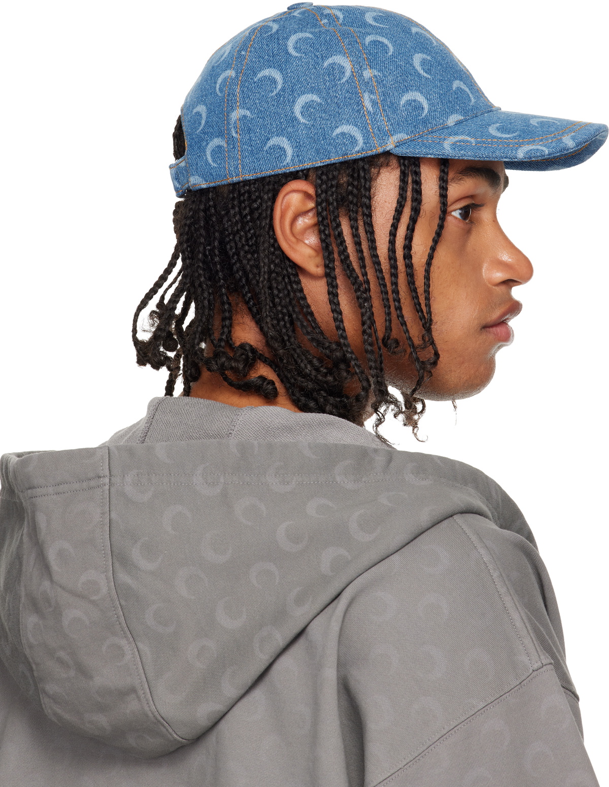 Marine Serre Blue Moon Laser Denim Baseball Cap