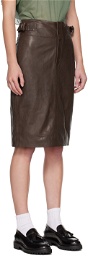 Isabel Marant Etoile Brown Bertille Leather Midi Skirt