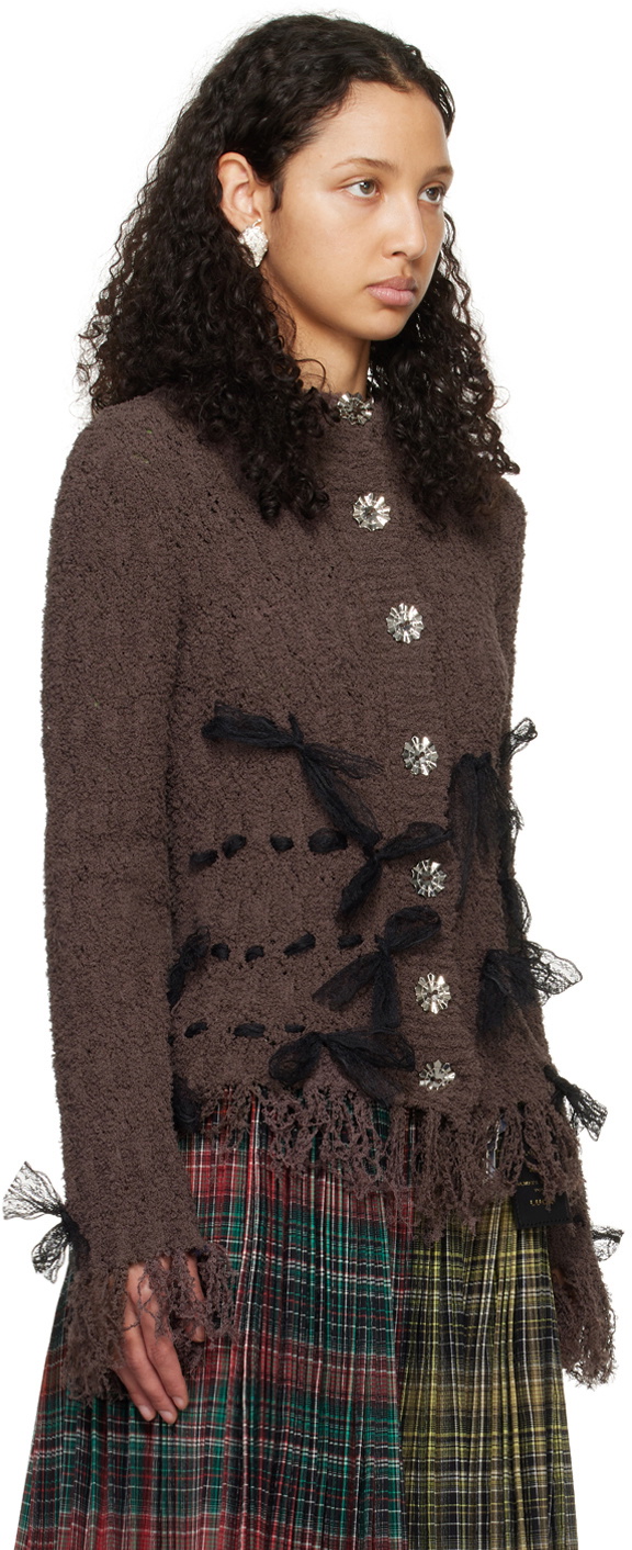 Chopova Lowena Brown Bow Cardigan Chopova Lowena