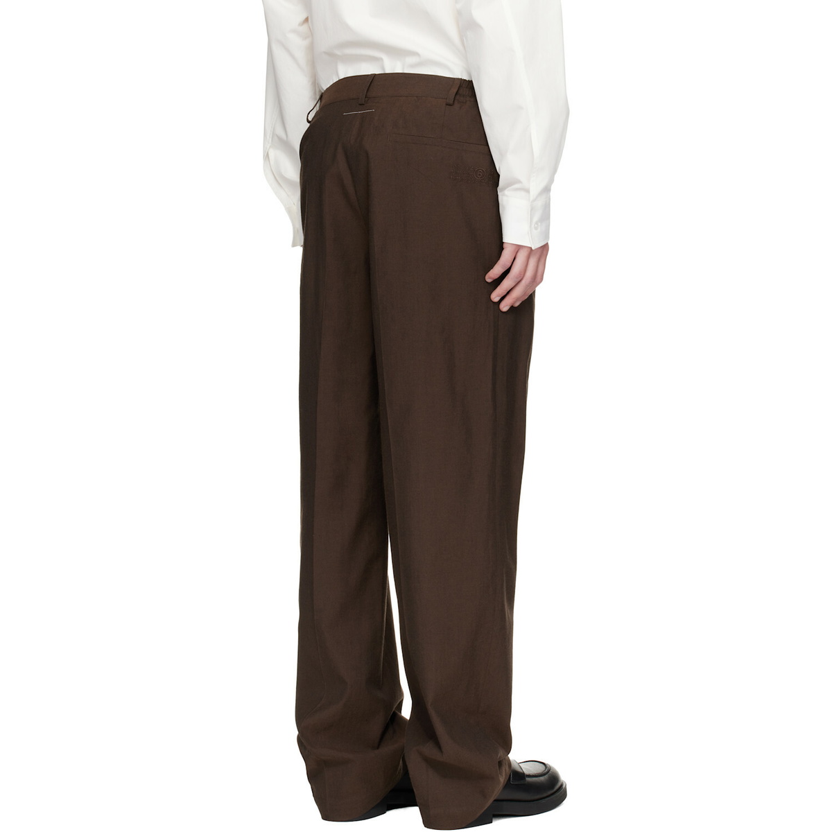 MM6 Maison Margiela Brown Pleated Cotton Wool Trousers