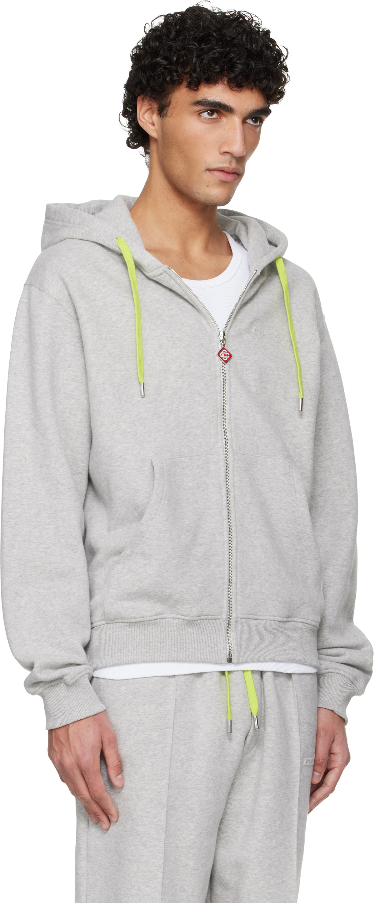 Casablanca Gray Cashmere Blend Zip‑Up Hoodie